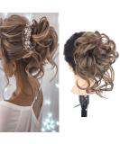 Shop #18H10 Platinum Blonde & Strawberry Blonde Hair Part Hair Ties for Messy Bun Updos | Curly Wavy Hair Extensions - Buy Online on GoSupps.com