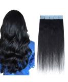 SEGO Tape in Extensions - 20 Wefts 50g Remy Real Hair 20 Black #1 + 10 Free Tapes - Premium Quality Hair Extensions for Effortless Style - Buy Online on GoSupps.com