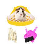 Kathson Triangular Potty Trainer for Small Pets - Ideal for Guinea Pigs Rabbits Hamsters & More | Corner Hay Toilet & Litter Box in Yellow - Buy Online on GoSupps.com