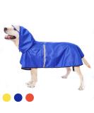 Docio Waterproof Dog Raincoat with Hood & Reflective Strip - Large 6XL Blue Jacket for Medium & Large Dogs - Buy Online on GoSupps.com