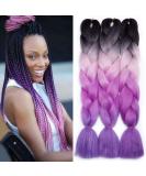 Tess Braids Extensions | 60 cm Jumbo Kanekalon Hair - Black Pink Purple & Blue 3 Pack for Box Braids - Buy Online on GoSupps.com