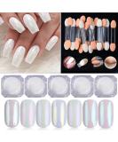 5 Pieces Pearl Glitter Nail Powder Set - Aurora Mirror & Chameleon Chrome Pigment for Stunning Nail Art - Includes 5 Colorful Sponge Brushes - Buy Online on GoSupps.com