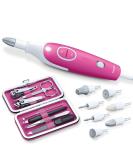 Beurer MP 44 Manicure/Pedicure Set - Electric Nail Care with 7 Attachments & LED Light - Pink - Includes Manual Nail Set & Storage Bag - Perfect for Home & Travel - Buy Online on GoSupps.com