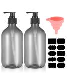 2-Pack 500ml Shampoo & Shower Gel Bottles - Refillable Pumping Plastic Soap Dispenser with Funnels & Labels (Gray) | Ideal for Lotions & Shampoos - Buy Online on GoSupps.com