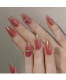 24-Piece Almond False Nails - French Pink Acrylic Press-On Nails for Women & Girls | Full Cover Ballerina Style - Buy Online on GoSupps.com