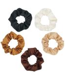 Unifinds Small Satin Scrunchies Pack - 5pc Hair Ties Set for Women, Girls, Kids - Black/Brown/Beige Colors - Elastic Hair Bands for Ponytail - Scrunchie Accessories - Buy Online on GoSupps.com