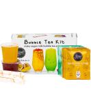 Vegan Milk Bubble Tea Kit Gift Set - 6 Servings with Mango & Melon Powders, Popping Boba, Paper Straws - By The TeaShed - Buy Online on GoSupps.com