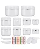 Firtink 10 Pcs Cosmetic Sample Jars 10ml/20ml/30ml/50ml/100ml Empty Refillable Cosmetic Container Pots Travel Jars with Lids Spatulas Tool and Labels for Makeup Creams Lotion Glitter Nail Powder - Buy Online on GoSupps.com