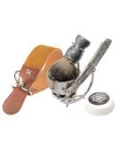 Grandslam Shaving Straight Razor Kit - Premium Steel Cutthroat Razor Leather Strop Brush Bowl & Shaving Soap - Perfect Gift for Men - Silver - Buy Online on GoSupps.com