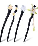 HINZIC 4 Pcs Chinese Japanese Style Hair Sticks - Vintage Wooden Hair Accessories for Buns and Updos - Buy Online on GoSupps.com