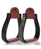 Tahoe Tack Black Engraved Adult Western Show Stirrups - Premium Quality for Showmanship - Buy Online on GoSupps.com