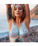Barode Mermaid Chest Gems Sticker - Temporary Rhinestone Breast Tattoo for Women - Party Rave Festival Body Jewelry (1PCS) - Buy Online on GoSupps.com
