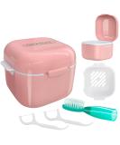 Didatool Prosthesis Box - Denture Box with Filter & Finger Toothbrush for Easy Storage & Cleaning (Pink) | International Shipping Available - Buy Online on GoSupps.com