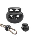 25pcs Spring Cord Lock End Stopper Fastener Slider Toggles Clip Double Hole Round Ball Plastic for Drawstrings Lanyard Paracord Elastic Bungee Shock Cord Rope Black 25pcs - Buy Online on GoSupps.com
