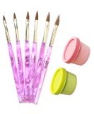 2pcs Big Dappen Dish and 6pcs Acrylic Nail Brush Set for DIY Nail Art | Acrylic Powder & UV Gel Brushes with Monomer Holder | Nail Bowl Cup with Lid | Liquid Powder Styling Tools Kit - Style 1 - Buy Online on GoSupps.com