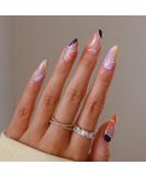 Sethexy Abstract Almond Shape False Nails - 24pc Multicolored Acrylic French Press On Nails for Women & Girls - Buy Online on GoSupps.com