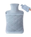 Vicloon Ribbed Hot Water Bottle 2L - Hand & Feet Warmer for Pain Relief - Hot & Cold Compress - Safe & Durable - Grey-Blue - Buy Online on GoSupps.com