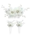 SOBEIT Wedding Hair Comb Set - Flower Pearl Bridal Accessories for Bride, Bridesmaid - Elegant Hair Pieces for Women and Girls - Buy Online on GoSupps.com