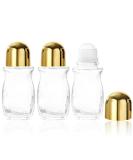3Pcs Gold Glass Roller Bottles 50ml - Refillable & Leak-Proof for Essential Oils Perfume & Cosmetics - Buy Online on GoSupps.com