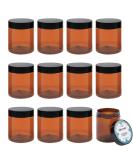 Qeirudu 8 oz Amber Plastic Jars with Lids and Labels 12 Pack Refillable Empty Round Cosmetic Containers for Body Butter Creams Lotion Essential oil Powders Ointments - Buy Online on GoSupps.com