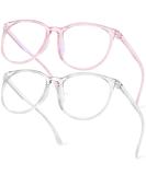 Aomig Blue Light Glasses - 2PC Gaming & Reading Eyewear | Unisex Eye Protection & Tiredness Relief (Pink/White) - Buy Online on GoSupps.com