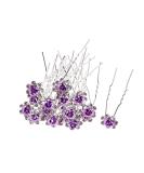 AKOAK 20 Pcs Bridal Clear Crystal Rhinestone Flower Hair Pin Clips - Purple Wedding Hair Accessories - Buy Online on GoSupps.com