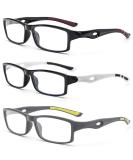 Kokobin 3-Pack TR90 Flexible Anti-Blue Light Reading Glasses for Women - Black White Gray | Stylish Eye Protection - Buy Online on GoSupps.com