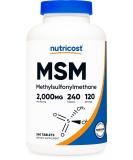 Nutricost MSM Tablets 2000mg - 240 Tablets, 120 Servings | Non-GMO, Gluten Free - Buy Online on GoSupps.com