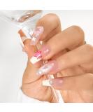 Sethexy Handmade French Long Coffin False Nails - 3D Crystal & Road Stones Press-On Acrylic Nails for Women & Girls - Buy Online on GoSupps.com