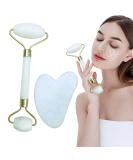 Natural Jade Gua Sha Tool Set | Face Roller & Gua Sha for Puffiness & Redness | Ideal Self Care Gift for Men & Women - Buy Online on GoSupps.com