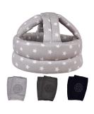 TORASO Baby Head Protector & Knee Pads for Crawling Infant Safety - Gray Star Design | Ages 6-36 Months - Buy Online on GoSupps.com