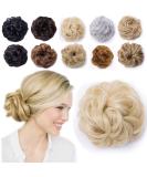 Bleach Blonde Hair Donut Scrunchie Bun Updo Extension - 7 Inch Wavy Curly Messy Ponytail - Buy Online on GoSupps.com