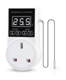 XIEHUZA Digital Thermostat Plug Socket LCD Screen Temperature Controller with Water Proof Sensor Probe Heating Cooling Temperature Switch Outlet for Reptile Greenhouse Terrarium Home 10A - Buy Online on GoSupps.com