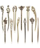 Buy 12 PCS Antique Bronze Chinese Hair Sticks - Vintage Decorative Hairpins for DIY Hair Accessories - Buy Online on GoSupps.com
