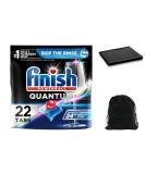 FINISH Quantum 22ct Dishwasher Detergent Tablets - Powerball Ultimate Clean & Shine with Cleaning Cloth & Storage Pouch - Shop Internationally - Buy Online on GoSupps.com