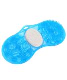 Blue Silicone Shower Foot Scrubber Massager with Pumice Stone - Exfoliating Bath Mat for Foot Massage and Cleaning - Buy Online on GoSupps.com