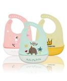 Baogaier Silicone Baby Bibs 3 PCS Set | Waterproof Weaning Bibs for Babies and Toddlers | Easy Clean with Food Catcher Pocket | Soft & Durable Feeding Bibs | Newborn Girl Gift | Pink Blue Yellow - Buy Online on GoSupps.com