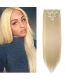 26" Long Straight Clip in Hair Extensions Full Head 8Pcs 18Clips Ombre Colorful Synthetic Hair Clip in Hairpiece Bleach Blonde Bleach Blonde 26 inch - Buy Online on GoSupps.com