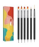 Lofuanna 6 pieces of professional nail brush double end nail art brush kit brush for nails dotting painting drawing tools line pen for gel polish nail designs nails make your own black - Buy Online on GoSupps.com