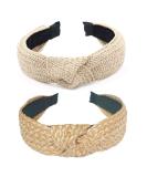 Lvyeer 2 Piece Raffia Knotted Headband Set for Women - Boho Style Summer Hair Accessories (2 Piece-A) - Buy Online on GoSupps.com