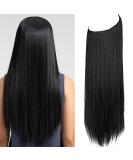 Halo Hair Extensions Dark Black 22 Inch Straight Synthetic Hairpiece - Heat Friendly Fiber - No Clip Headband for Women - Buy Online on GoSupps.com