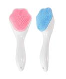 Beomeen 2 Pack Silicone Face Scrubber Exfoliating Brush - Manual Handheld Facial Cleansing Brush for Blackhead Removal & Skincare - Soft Bristles, Waterproof (Blue Pink) - Buy Online on GoSupps.com