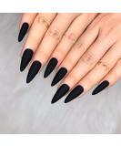 Morily 24pcs Fake Nails Matte Pure Color Medium Long Stiletto Almond Press on Nail False Tips Artificial Finger Manicure for Women and Girls (Black) - Buy Online on GoSupps.com