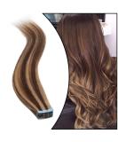 Buy Elailite 20PCs Tape Extensions - Invisible Real Hair Remy Quality 40cm 50g #4/27 Mittelbraun & Dark Blonde | International Shipping Available - Buy Online on GoSupps.com