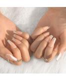 Sethexy French Ballerina False Nails - Pink Bling Acrylic Nail Tips | 24 pcs for Women & Girls - Buy Online on GoSupps.com