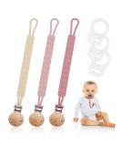 Silicone Dummy Clips Set - 3pcs Soother Chains for Baby | One-Piece Design Pacifier Holder | Fits Most Pacifiers | Pink for Boys and Girls - Buy Online on GoSupps.com