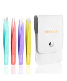 SUCOOR 4Pcs Stainless Steel Precision Tweezers Set for Eyebrow Shaping and Hair Removal - Multi-color - Buy Online on GoSupps.com