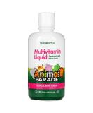 NaturesPlus Animal Parade Children's Liquid Multivitamin - Tropical Berry - 30 fl oz | Whole Food Supplement - Vegetarian & Gluten-Free | 60 Servings - Buy Online on GoSupps.com