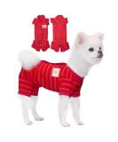 Tony Hoby Dog Pajamas & T-Shirts - Soft Striped Dog Onesies for Small & Medium Dogs | Breathable 4-Leg Bodysuits in Red for Girls - Buy Online on GoSupps.com