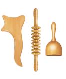 3-Piece Maderotherapy Set - Anti-Cellulite Massage Roller & Gua Sha for Pain Relief | Lymphatic Drainage Massager for Neck Legs Back & Body - Buy Online on GoSupps.com